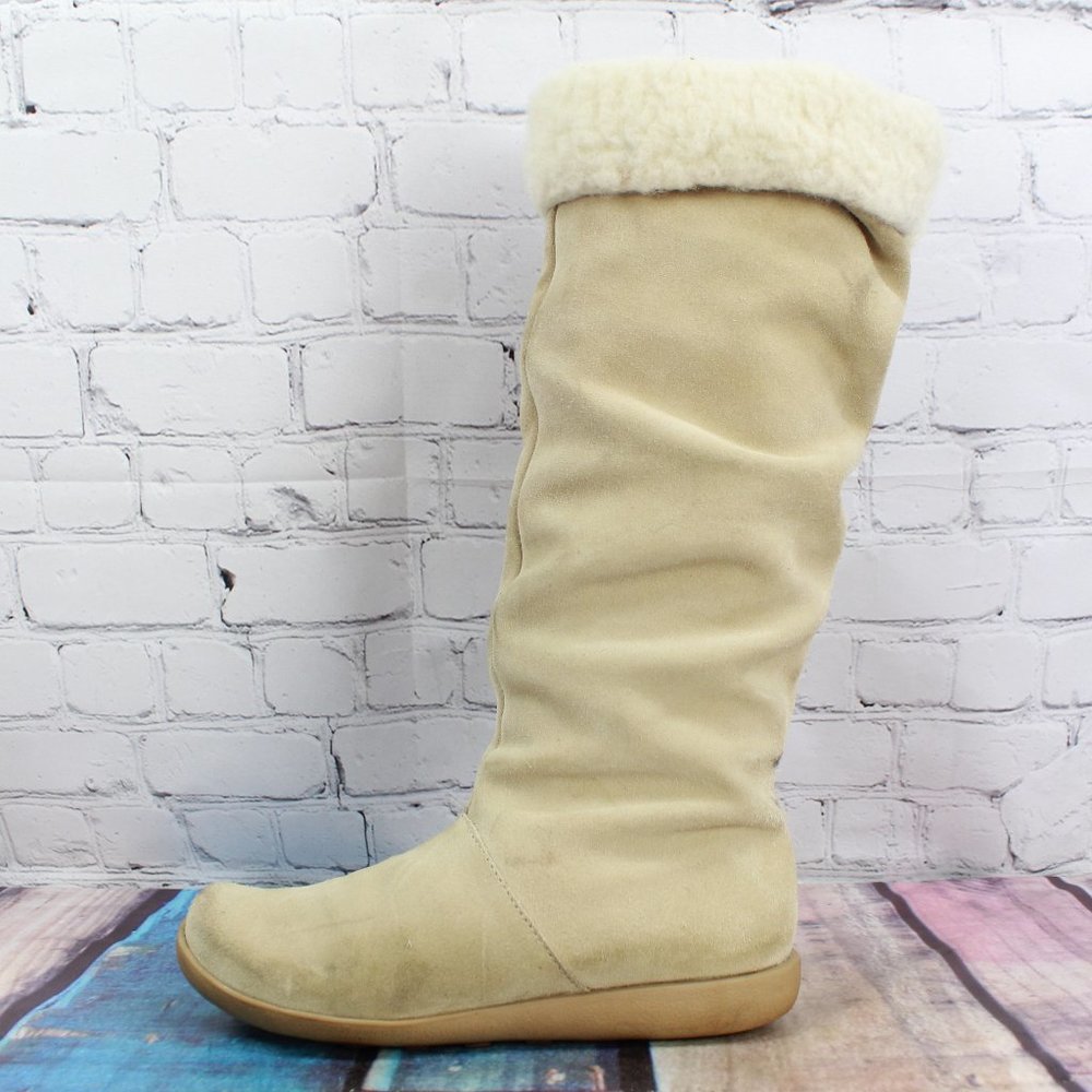 Women's Adelaide Tan Suede Faux Fur Pull On Tall Winter Boots Size 5.5 M - Picture 1 of 12